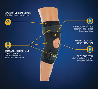 United Ortho USA35009 Wraparound Hinged Knee Brace, XXL, Black