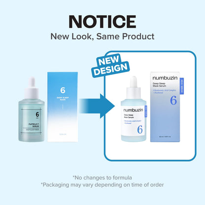 numbuzin No.6 Serum | Deep Sleep Mask Serum | Iceland Glacier Water for Instant and Long-lasting Hydration with Hyaluronic Acid & Niacinamide | Korean Skincare for Dry Skin | 1.69 fl. oz.