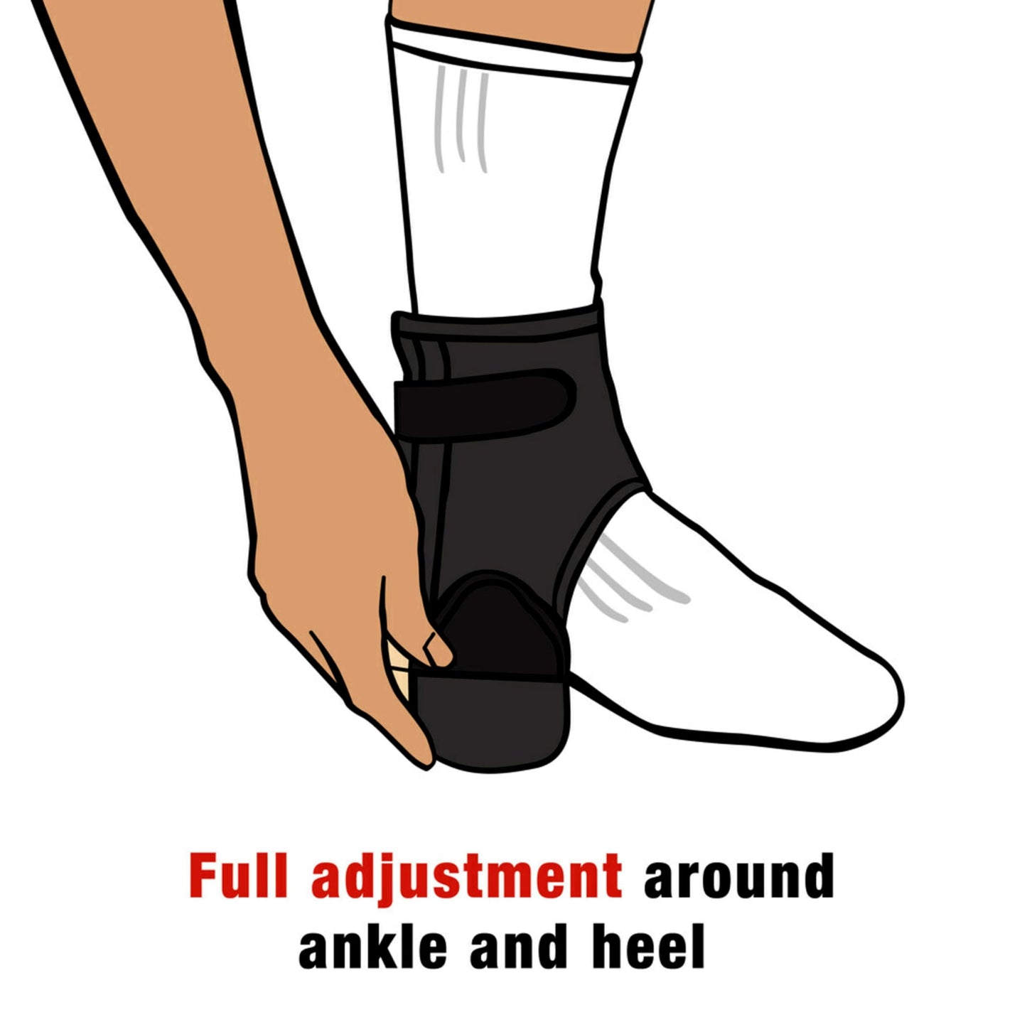 ACE Ankle Brace with Side Stabilizers, Adjustable, Black, 1/Pack