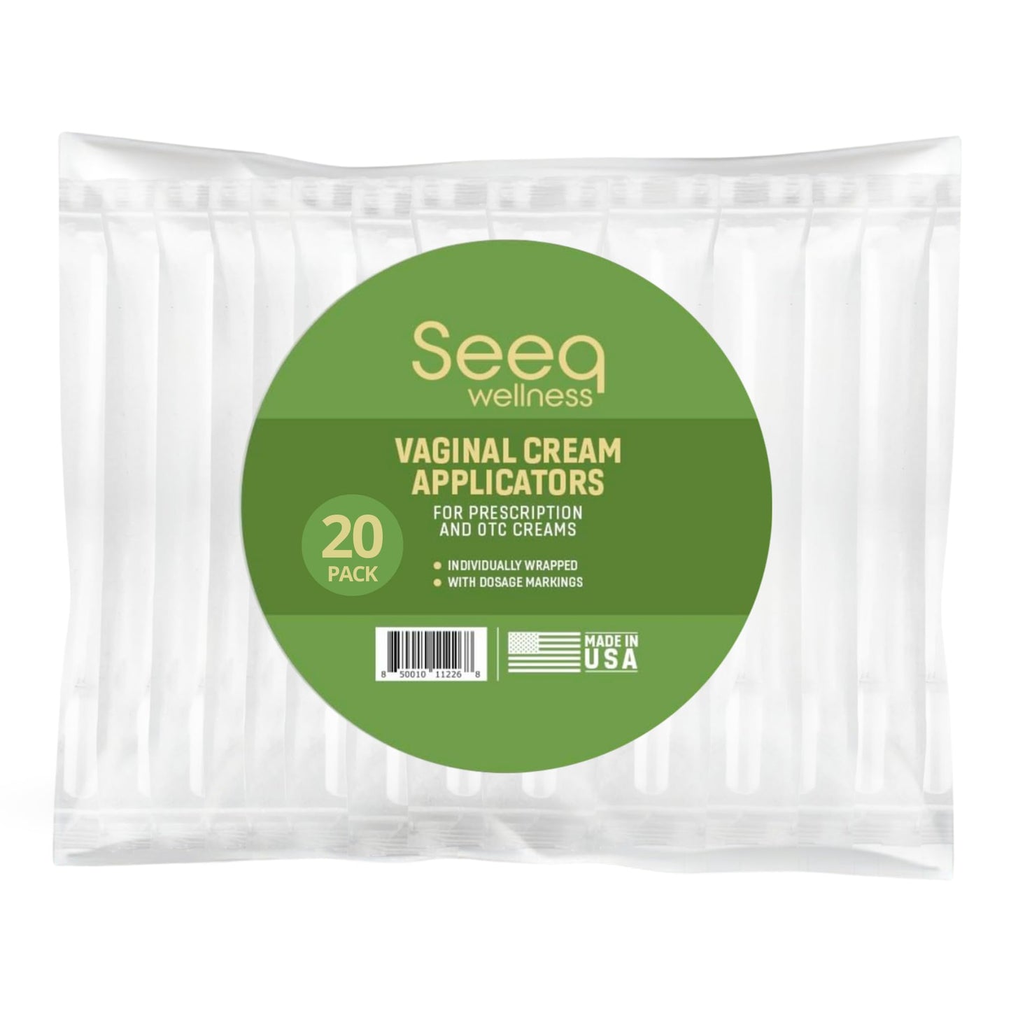 Disposable Plastic Vaginal Cream Applicators: to Fit Preseed Lubricant, Estrace, Personal Lube and OTC Gel or Cream Products - with Dosage Measurements, Threaded End and Comfort Tip - 20 Pack