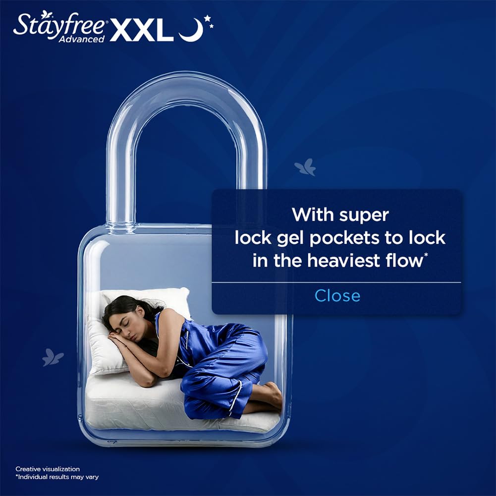 Stayfree Advanced Extra Large All Night Soft Cover Sanitary Pads For Women With Wings, 28 Pads