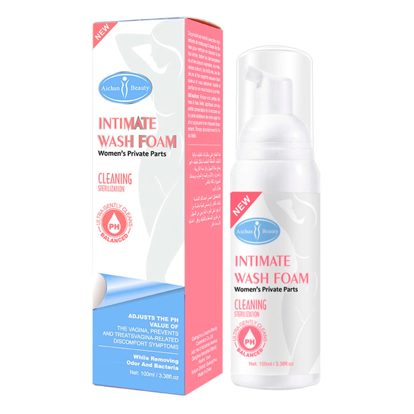 AICHUN BEAUTY Wash Foam Ultra Gently Cleaning Sterilization Vaginal PH Balanced Women's Private Parts Removing Odor 100ml / 3.38fl.oz