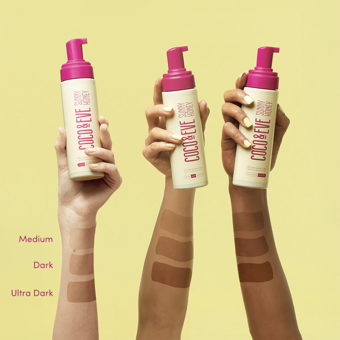 Coco & Eve Self Tanner Mousse Kit - (Medium) All Natural Sunless Instant Self Tanning with Bronzer & Mitt Applicator | Sunny Honey Bali Bronzing Kit