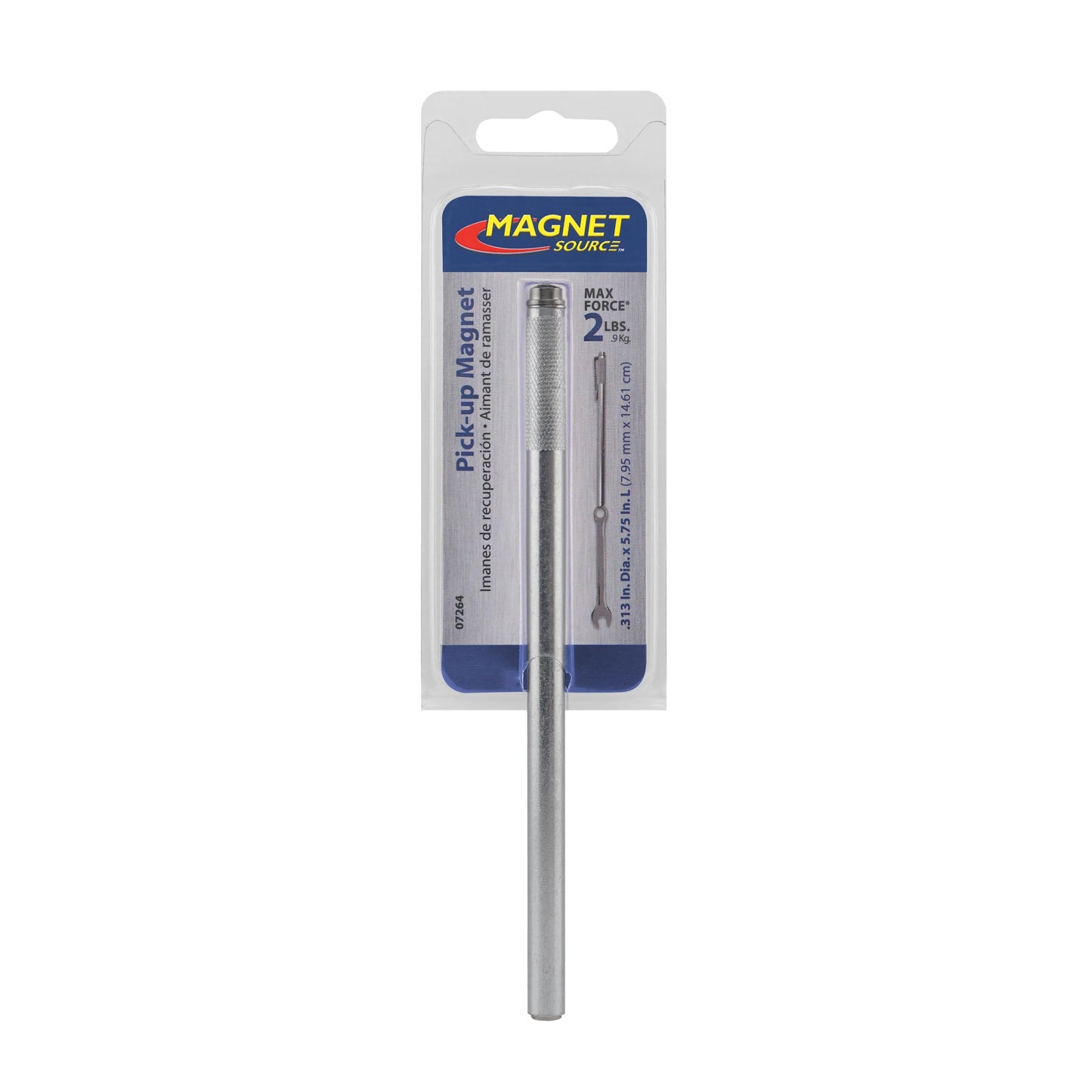 Master Magnetics Neodymium Magnetic Pick-Up Tool with Pocket Clip - 5.75" Length, 2 lb Hold, 07264