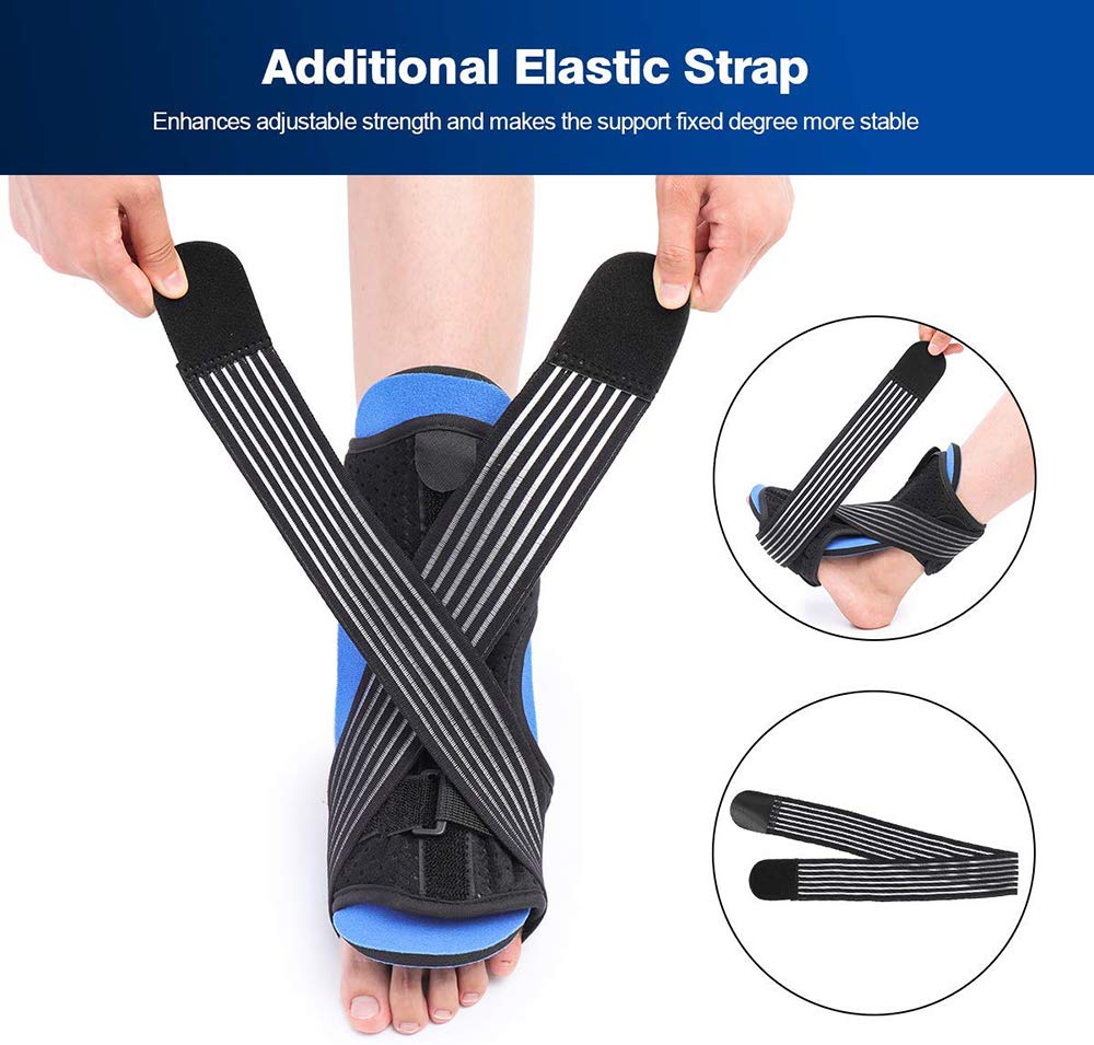 Professional Plantar Fasciitis Night Splint, Adjustable Dorsal Night Splint Support Sleep, Recovery, Tendonitis, Arch Foot Pain Fits Right or Left Foot (2019, Black)