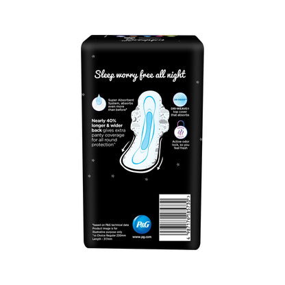 Whisper Bindazzz Nights Sanitary Pads, 40 Xl+ Pads, Upto 0% Leaks All Night Long, For Heavy Flow, 40% Longer & Wider Back, Comfortable Cushiony Soft Wings, Disposable Wrapper