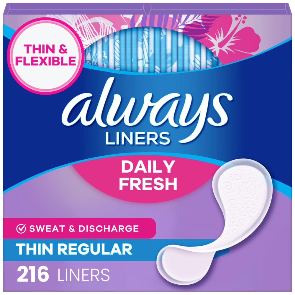 Always Panty Liners for Women Daily Liners, Regular Absorbency, Unscented, 216 Count