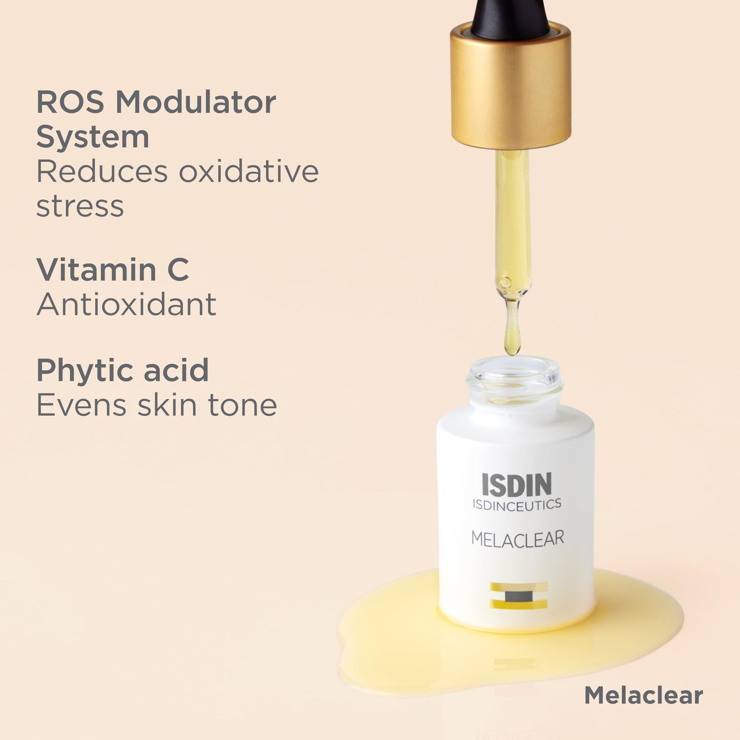 ISDIN Isdinceutics Melaclear Dark Spot Correcting Serum for Face - Sun Spot Reducer that Contains Vitamin C and Antioxidants, to Even Skin Tone from Sun Exposure 0.5 FL OZ