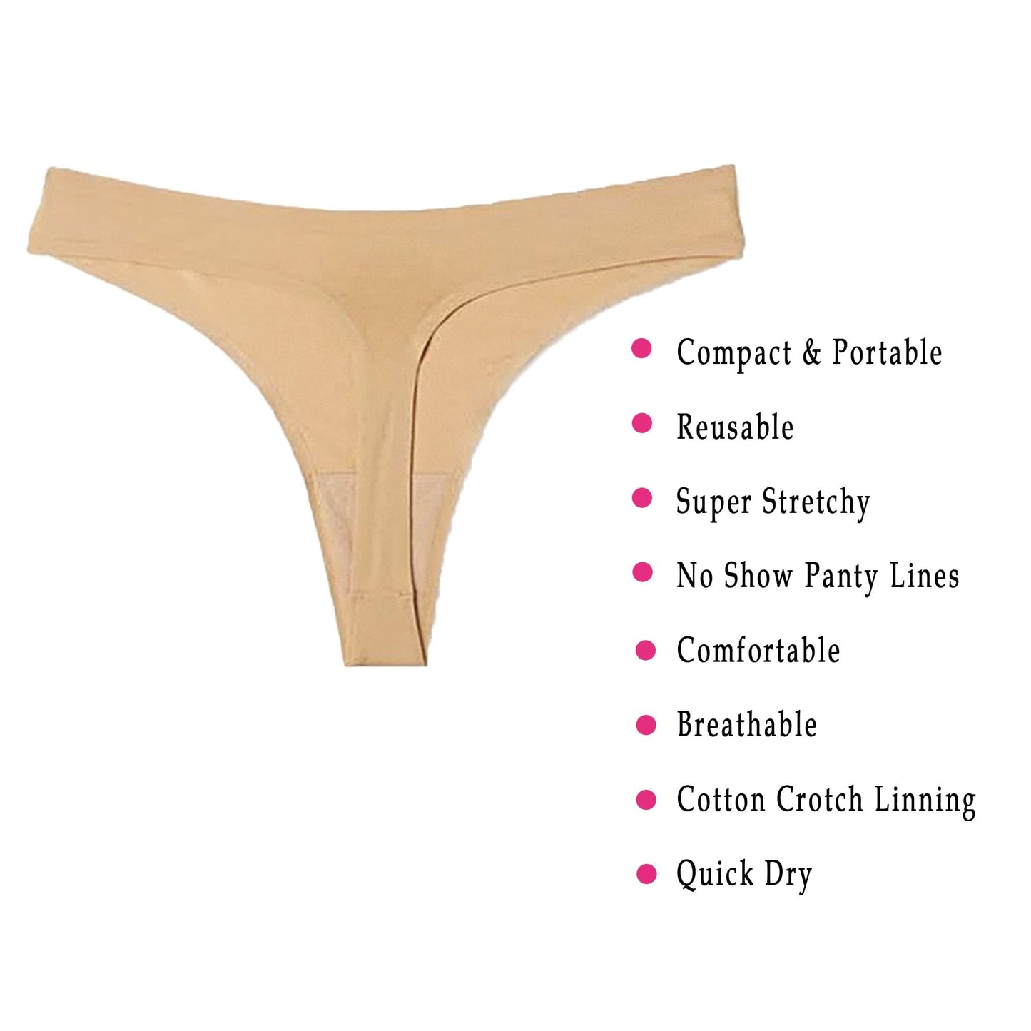 to-Go Panty Kit Includes 4 Items Seamless Thong Underwear Fresh Wipe Pantyliner & Washbag Travel First Period Kit Feminine Hygiene Incontenance Emergency