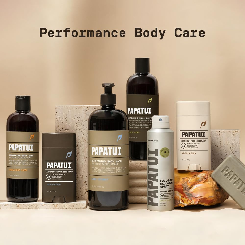PAPATUI by Dwayne Johnson Full Body Deodorant Spray for Men | Aluminum-Free Odor Protection, Moisture Absorption, Long Lasting Scent | Cedar Sport | 5oz