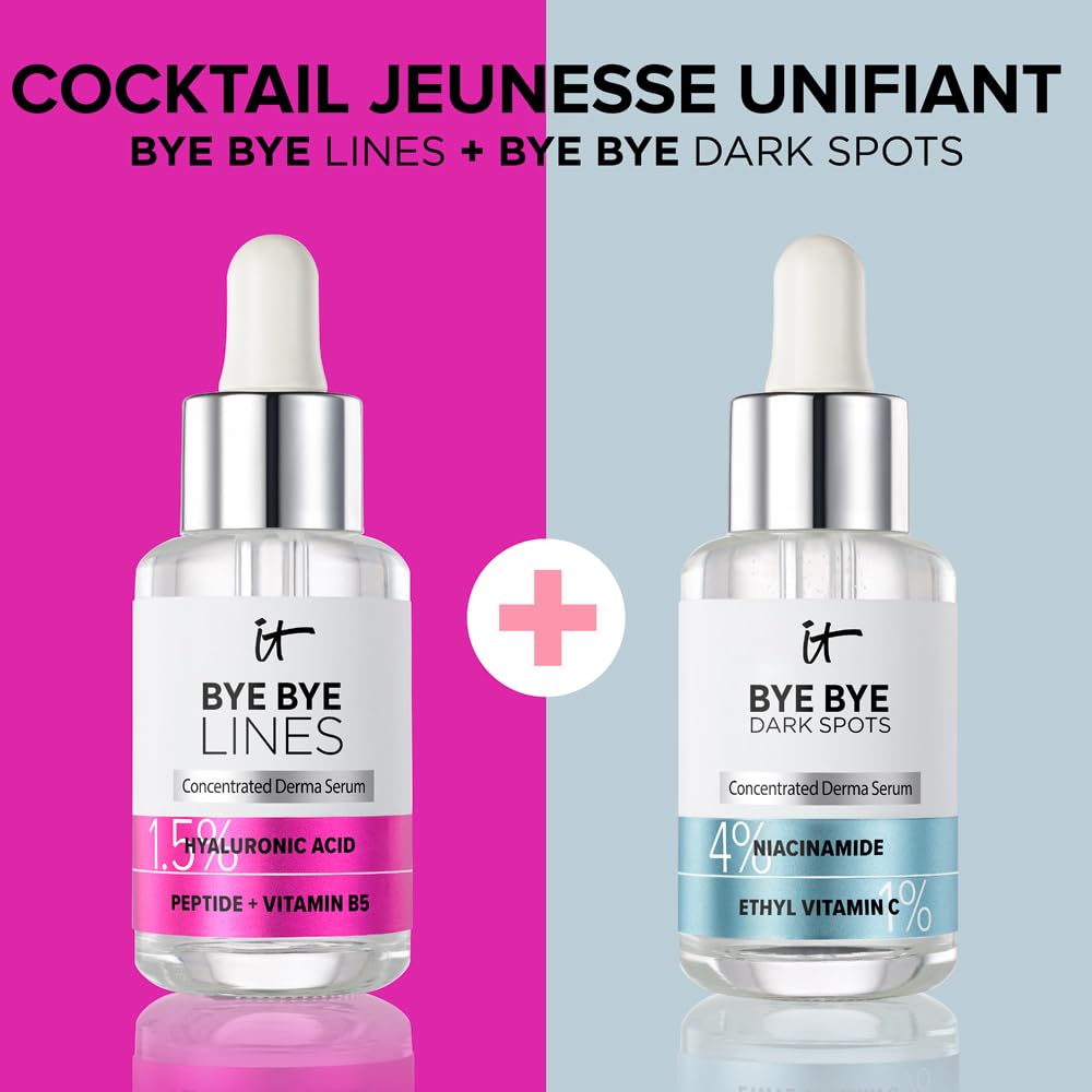 IT Cosmetics Bye Bye Lines Hyaluronic Acid Serum for Face - Hydrating Anti-Aging Facial Serum With Peptide & Vitamin B5, Visibly Plumps Skin, Smooths Look of Fine Lines, For All Skin Types - 1 fl oz