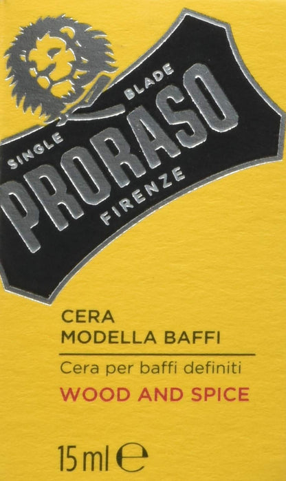 Proraso Medium Hold Moustache Wax - Natural Finish Beard & Moustache Styling Wax - Cream-to-wax Formula - 0.5oz