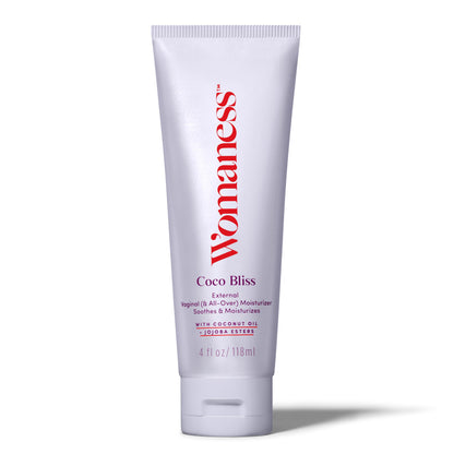 Womaness Coco Bliss Vaginal Moisturizer - Hydrating Coconut Cream for Vaginal Dryness - Non-Sticky Vulva Cream for External Intimate & Body Care - Estrogen & Hormone-Free Formula for Women - 4oz