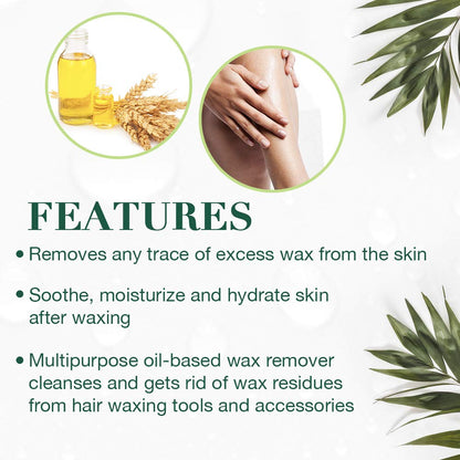 Clean + Easy After Wax Remover Oil for Skin – Post Wax Care & Soothing Residue Remover for Smooth Skin, 5 fl oz