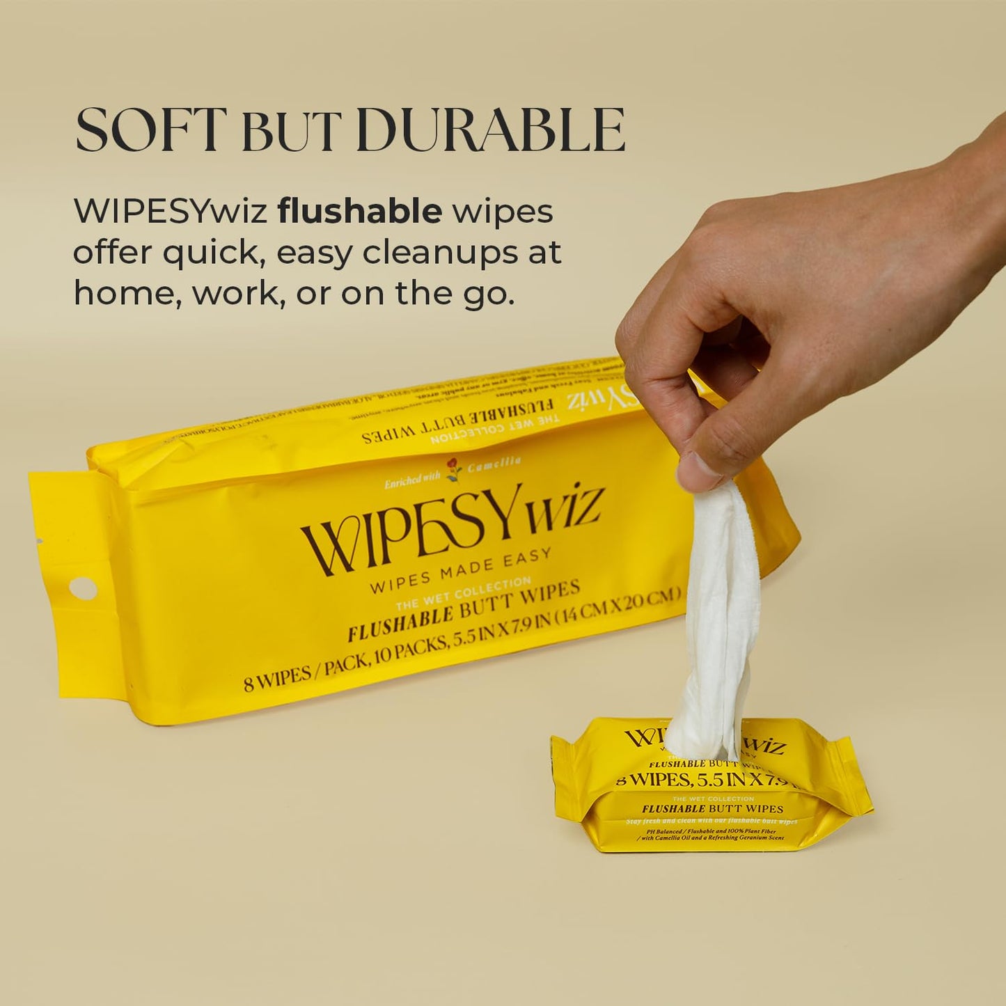 Butt & Feminine Wipes Bundle – Flushable, PH Balanced, Plant-Based Wet Towels for Women & Men – 10x8 Butt Wipes + 40 Feminine Wipes – Travel-Friendly Hygiene Essentials