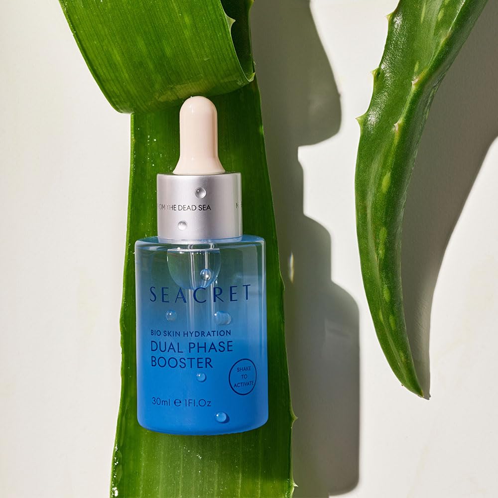 SEACRET Minerals Bio Skin Hydration Dual Phase Booster Facial Serum, Dead Sea Minerals, Jojoba, Argan, and Almond oils Deeply Hydrate, Daily Use, 1 Fl Oz / 30 ml