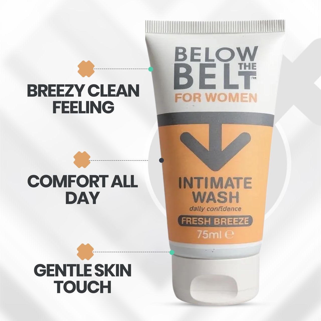 Below The Belt Female Intimate Wash, Soap-Free Feminine Wash, Daily pH-Balanced Cleanser with Fresh Breeze Scent - 75ml