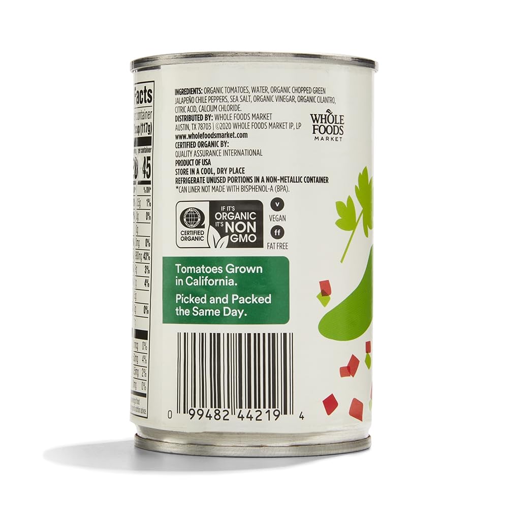 365 by Whole Foods Market, Organic Petite Diced Tomatoes with Jalapeno & Cilantro, 10 oz