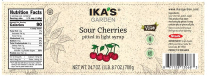 Ika’s Garden Pitted Sour Cherries in Light Syrup – 24.7 oz Jar – Vegan, Gluten-Free, Non-GMO – Product of Bulgaria