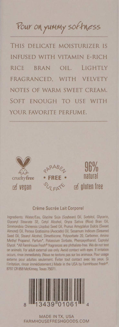 FarmHouse Fresh Sweet Cream Body Milk Travel Lotion, Sweet Cream, 2 fl. oz.