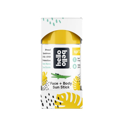 Hello Bello Mineral SPF 50 Face & Body Sunscreen Stick, Water Resistant and Reef Friendly Roll On Sun Protection, 1oz