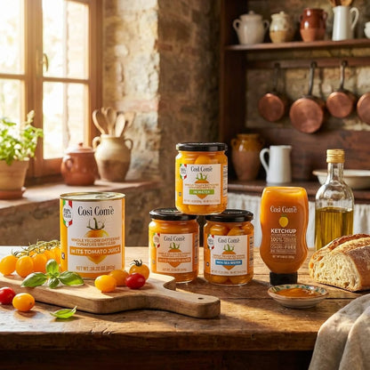 Cosi Come - Datterino, Italian Yellow Tomatoes Unpeeled (12.35 oz), Low-acid, No additives, No preservatives, 100% Natural, Non-GMO