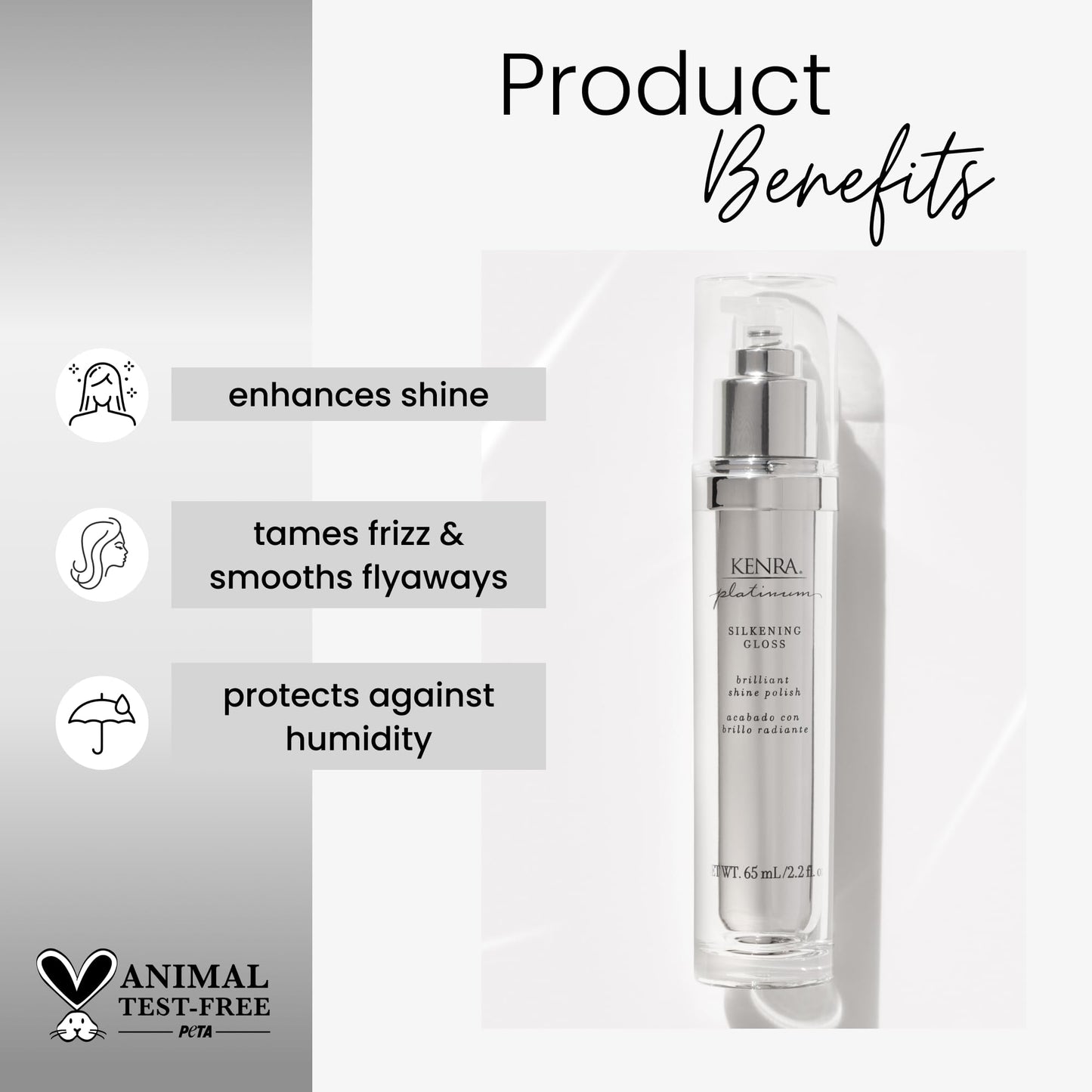 Kenra Platinum Silkening Gloss | Brilliant Shine Polish | Tames Frizz & Smooths Flyaways | Lightweight Formula | Protects Against Humidity | Smooths Dry Ends | Medium To Coarse Hair