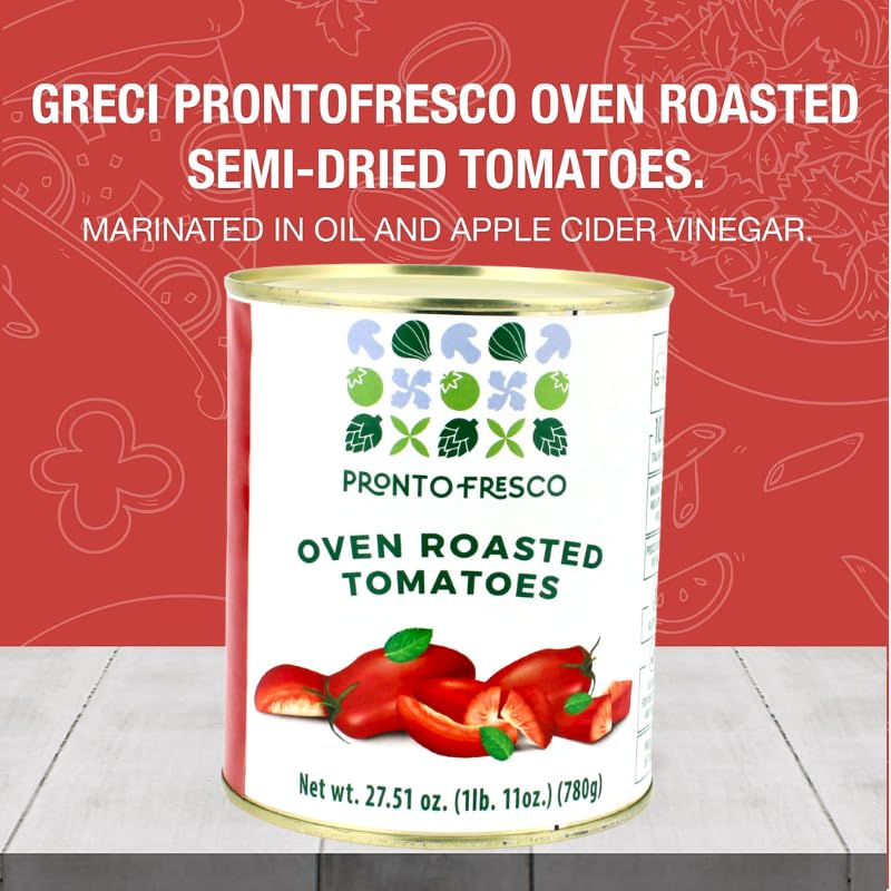 G Greci Semi-Dried Tomatoes in Oil – Authentic Italian Soft Sun-Dried, Oven-Roasted and Preserved in Sunflower Oil, 27.5 oz (780 g), Gourmet Pronto Fresco Line, Product of Italy