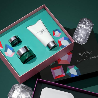 RéVive x Lele Sadoughi RéNewal Icons Gift Set - Full Size Skin Care Set Includes Foaming Facial Cleanser, Moisturizing Renewal Face Cream & Moisturizing Renewal Eye Cream (3 Count)
