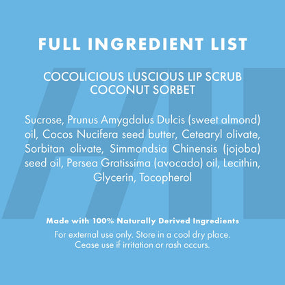 Handmade Heroes 100% Natural Lip Scrub, Vegan Conditioning Coconut Exfoliator - Gentle Exfoliant, Sugar Polish and Scrubber for Chapped Dry Lips, 1oz (Coconut Sorbet)