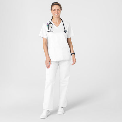 WonderWink Women's Plus-Size Wonderwork V-Neck Scrub Top, White, 3X-Large