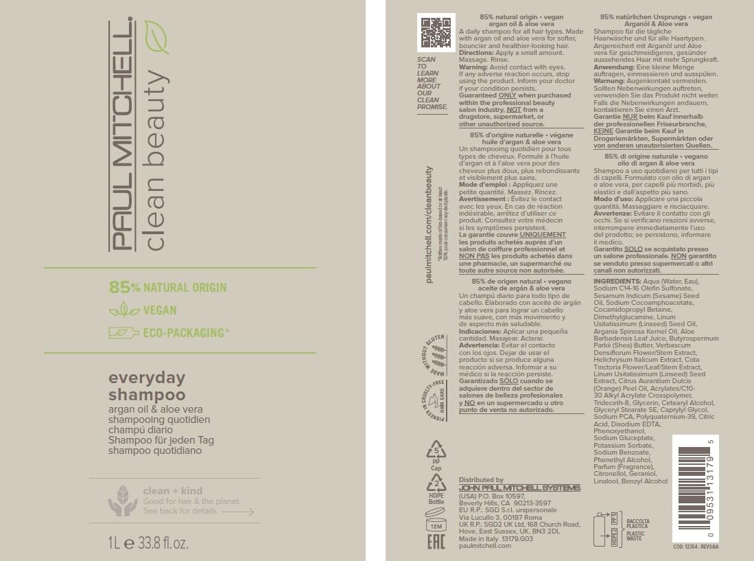 Paul Mitchell Clean Beauty Everyday Shampoo, Boosts Shine, Adds Body, For All Hair Types