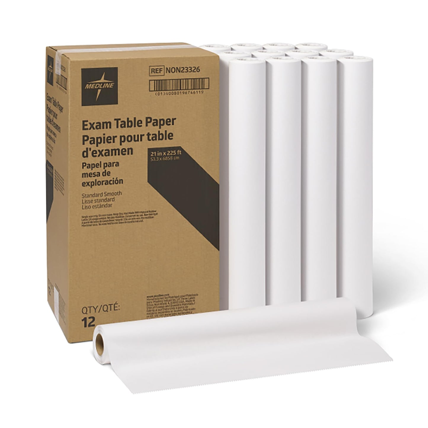 Medline Medical Exam Table Paper, Smooth Table Paper, 20-21 inches x 225 feet, Case of 12 Rolls