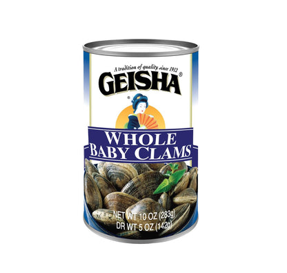 GEISHA Whole Baby Clams 10oz (Pack of 12), Baby Clams| No Sugar Added – Wild Caught – Good Source of Protein－Good Source of Iron－Less than 100Kcal per canee