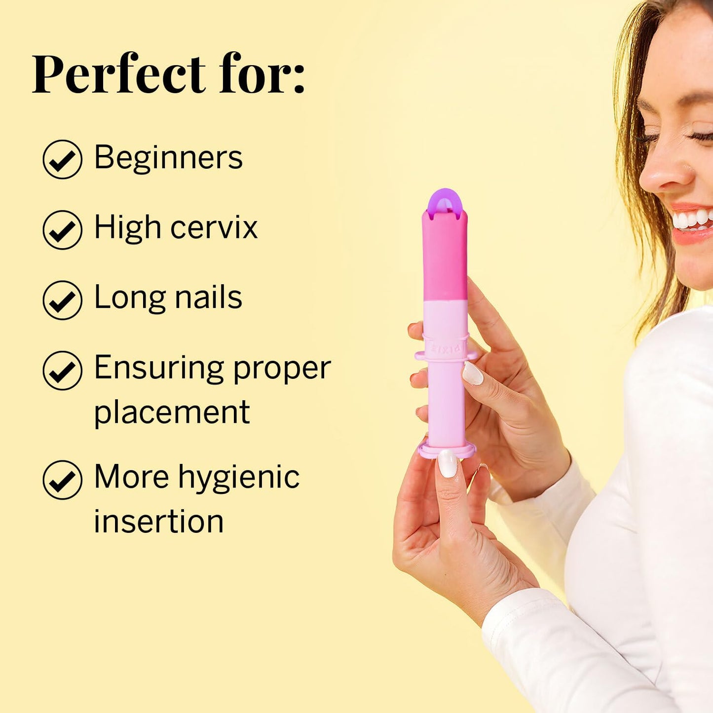 Pixie Menstrual Disc Applicator for Feminine Care - Inserts Like A Tampon - Every Woman Can Now Use Period Discs - Perfect for Long Nails - Self Sanitizer TPE Properties (Disc Applicator)