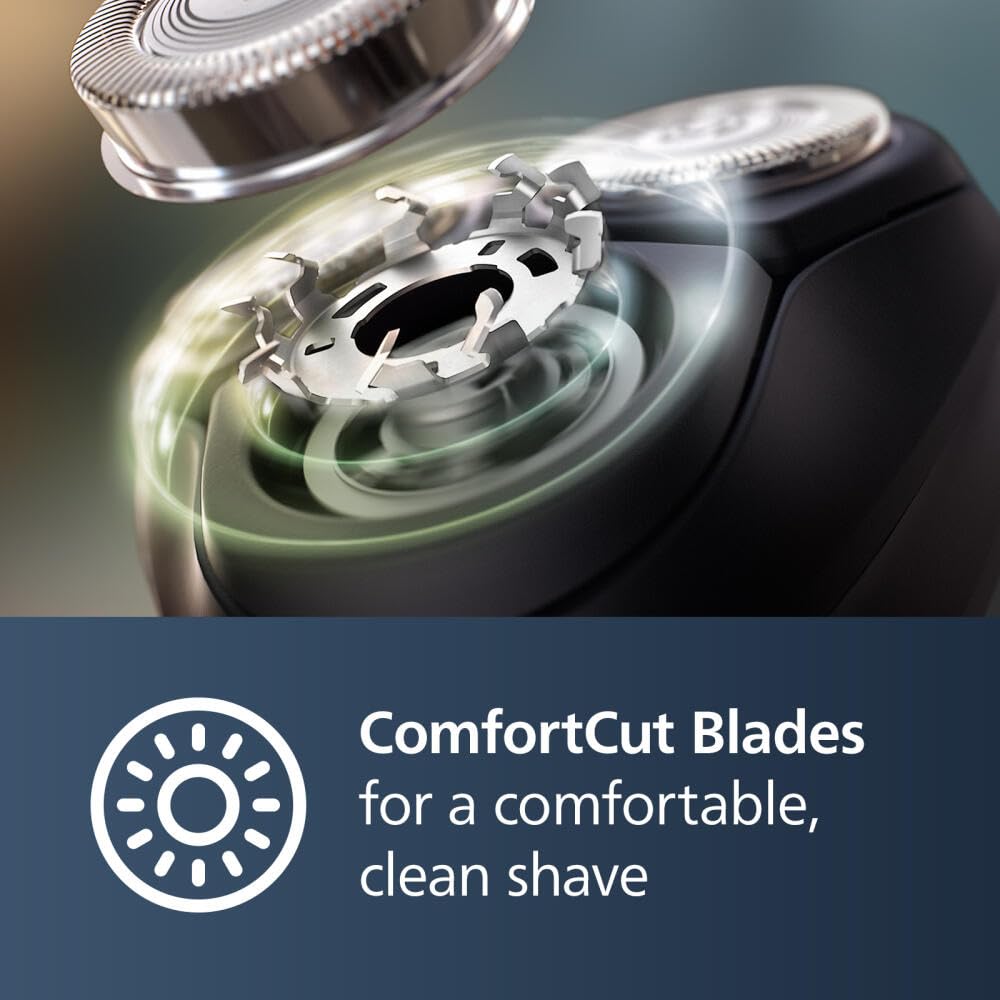 Philips Norelco Shaver 3900 Series, Wet and Dry Electric Shaver, P-Cap, Travel Pouch, Charging Stand, Storm Blue, Model S3341/92