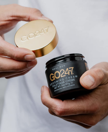 GO247 Grooming Cream - Light Hold, Natural Finish Styling Cream for Men - Tames Frizz & Flyaways - Ideal for Loose, Flexible Styles - Use on Wet or Dry Hair, 2 Oz