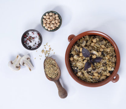Harran Natural Whole Freekeh Pilaf, Chickpea & Mushroom, Ready to Eat Healthy Superfood Meal, Non-GMO, No Preservatives, Vegan, Plant-Based Protein, 6.6 oz