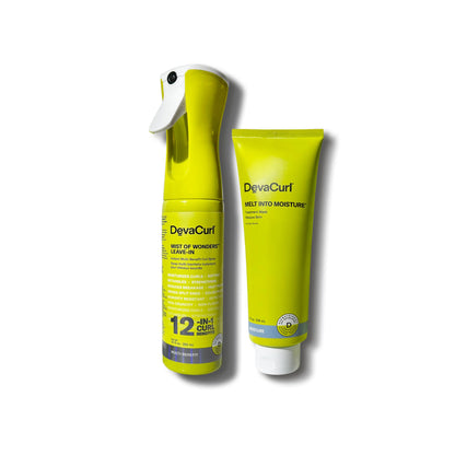 DevaCurl Moisture Magic Hydration Essentials Kit | Melt in Moisture Mask | Mist of Wonders Leave-In 12-in-1 Multi Benefit Curl Spray