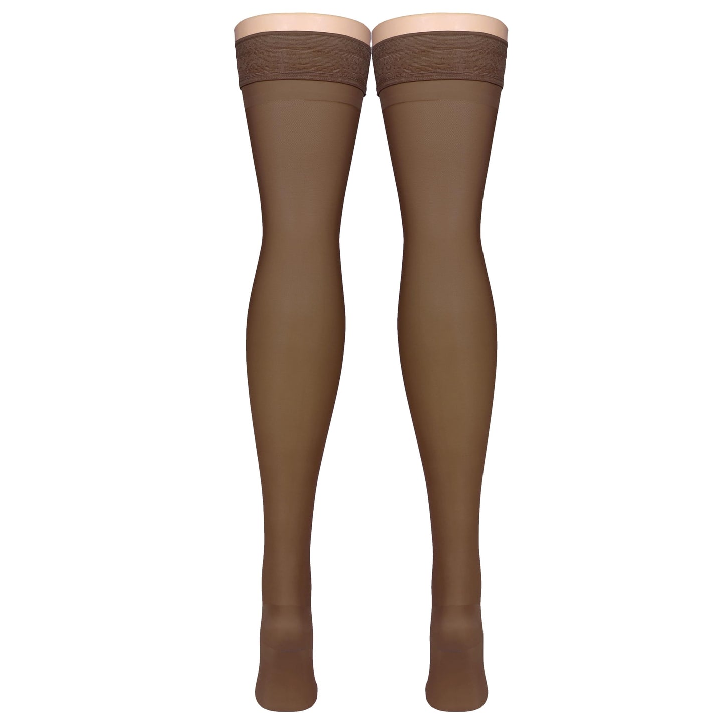 Truform Sheer Compression Stockings, 15-20 mmHg, Women's Thigh High Length, 20 Denier, Espresso, X-Large