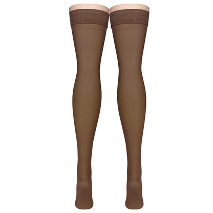 Truform Sheer Compression Stockings, 15-20 mmHg, Women's Thigh High Length, 20 Denier, Espresso, X-Large