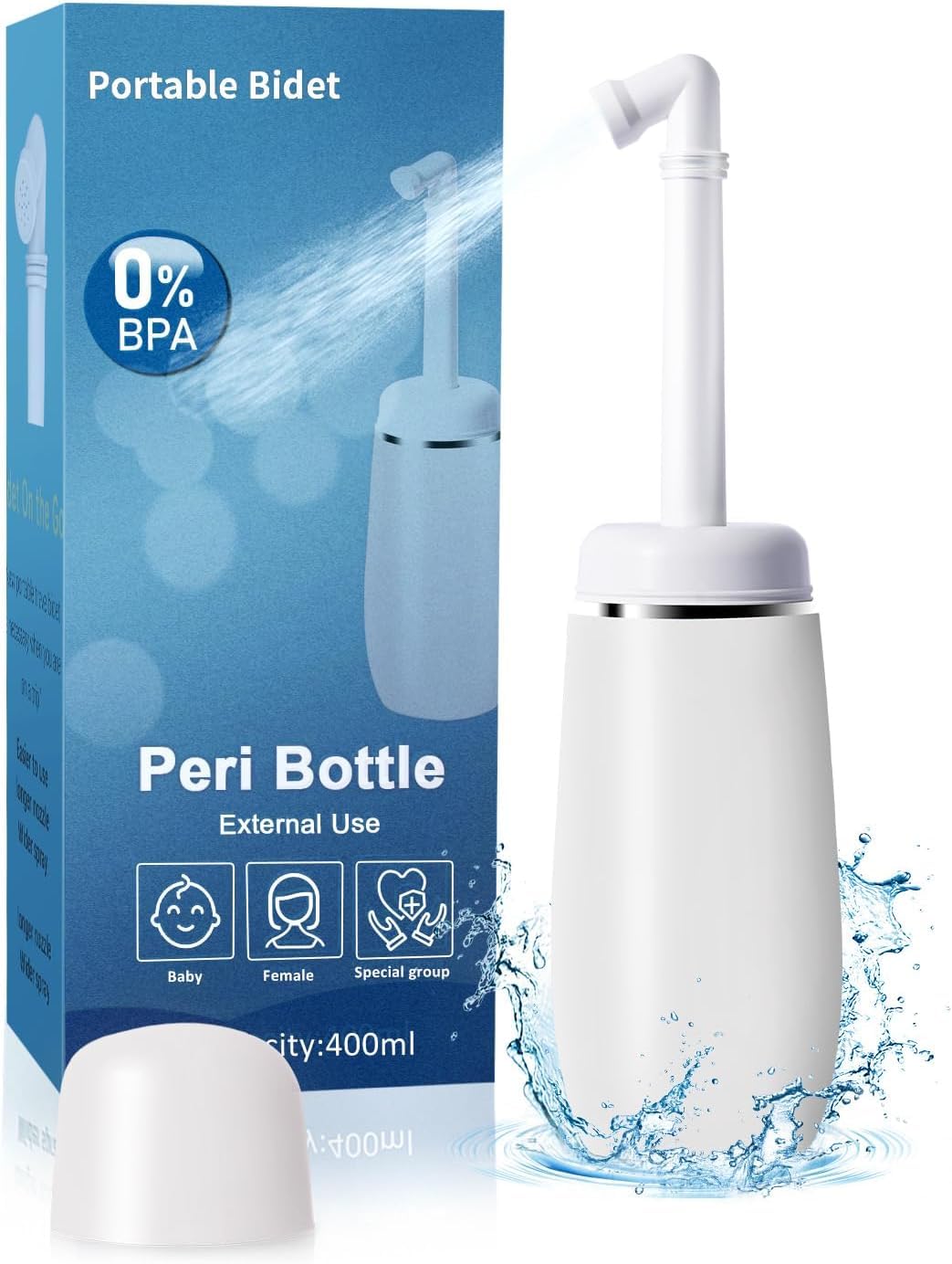 Travel Bidet Peri Bottle Postpartum - Medical-Grade Portable Bidet for Travel & Douche Bottles for Women - Ergonomic Leak-Proof Peri Bottles for Feminine Hygiene