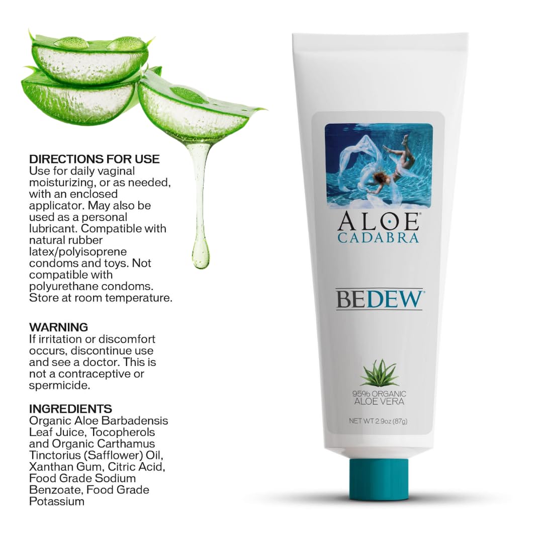 Aloe Cadabra BEDEW Organic Vaginal Moisturizer – Drug-Free, Hormone-Free, Vaginal Dryness Relief, Menopause, Long Lasting, pH Balanced & All-Natural Ingredients, 14 Screw-on Applicators, 2.9 Ounce