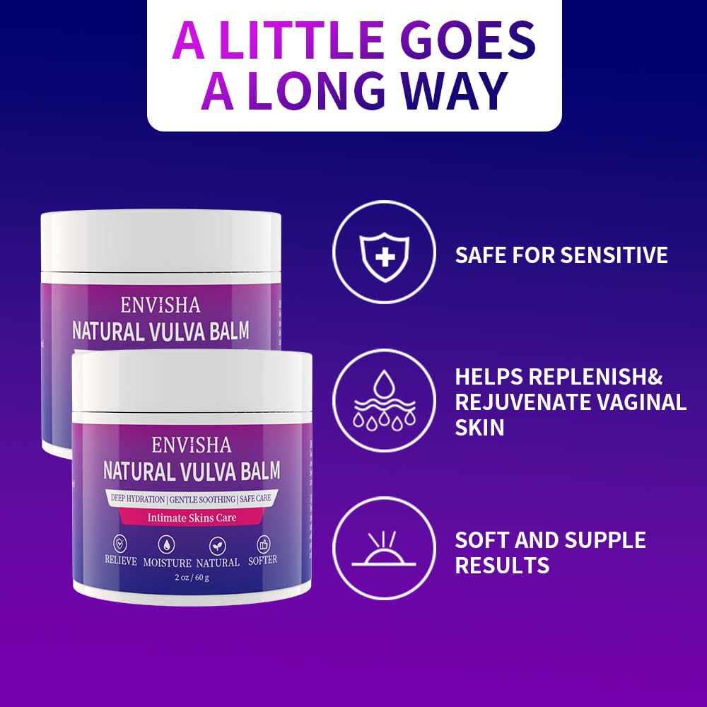 ENVISHA Vulva Moisturizing & Vulva Balm -Natural Organic Plant Extracts - Specifically Designed for Vulvar Dryness & Itching, Estrogen-Free Formula - Suitable for Menopause & Daily Care - 2 oz