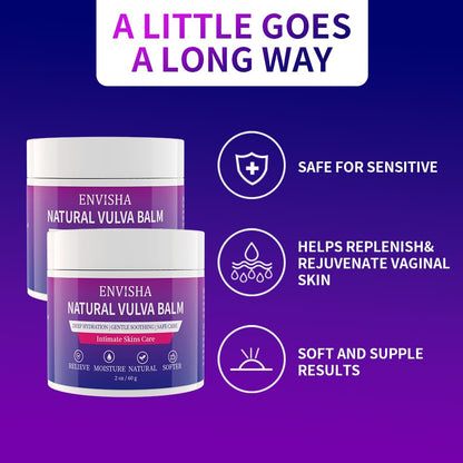 ENVISHA Vulva Moisturizing & Vulva Balm -Natural Organic Plant Extracts - Specifically Designed for Vulvar Dryness & Itching, Estrogen-Free Formula - Suitable for Menopause & Daily Care - 2 oz