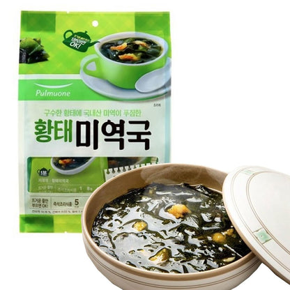 Korean Dried Pollack Soup Bugeot Guk/Miyeokguk Seaweed Soup 1Pack (5ea) Freeze Drying Block Type Instant Soup, Cube Block Stew, 황태 북엇국 북어국 미역국 (Dried Seaweed and Pollack Soup Miyeokguk (황태 미역국))