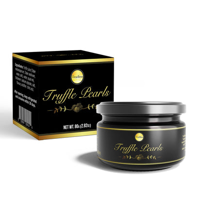 Tradino Premium Black Truffle Pearls | Gourmet Finishing Pearls from Spain | Luxury Gourmet Finishing | Perfect for Easter Brunch, Appetizers & Holiday Cooking | 2.82 Oz