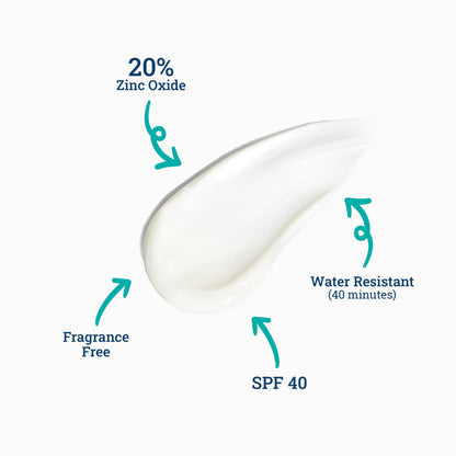 COTZ Sensitive Non-Tinted Zinc Oxide Mineral Sunscreen for Body and Face; Broad Spectrum SPF 40; 3.5 oz / 100 g