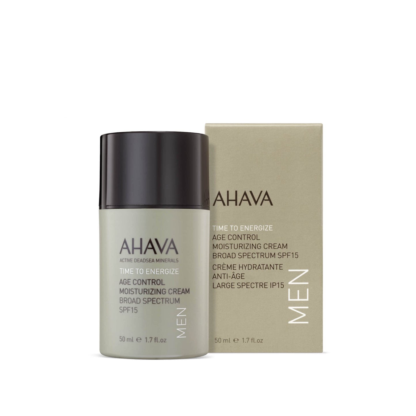 AHAVA Men's Age Control Moisturizing Cream, Broad Spectrum SPF15 - Fast-absorbing Silky Hydrating Lotion, Protects from Premature Aging Signs of UVA/B rays, Enriched with Exclusive Osmoter, 1.7 Fl.Oz