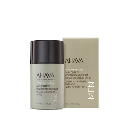 AHAVA Men's Age Control Moisturizing Cream, Broad Spectrum SPF15 - Fast-absorbing Silky Hydrating Lotion, Protects from Premature Aging Signs of UVA/B rays, Enriched with Exclusive Osmoter, 1.7 Fl.Oz